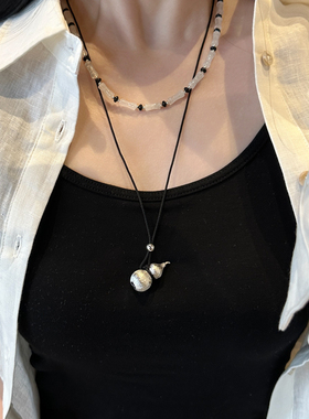 十里间【银色拉丝葫芦】叠戴项链