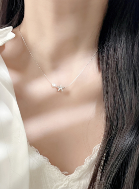 十里间s925银五角星淡水珍珠项链