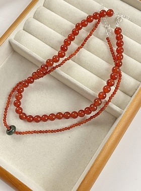 十里间s925银红玛瑙项链锁骨链
