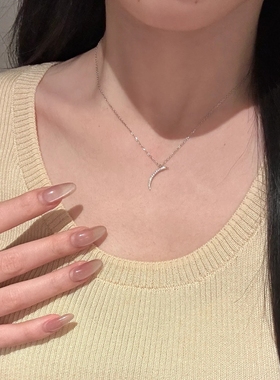 十里间s925银月亮项链锁骨链