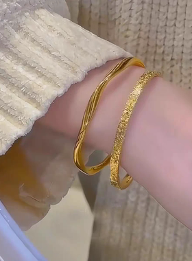 十里间【碎冰冰手镯】简约气质叠戴国风波浪镯子爆闪叠戴手镯