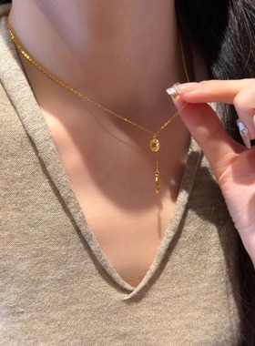 十里间【通体s925银｜来财】国风新中式金条铜钱造型项链锁骨链