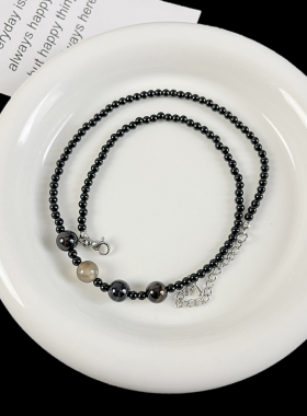 十里间百搭少女黑色串珠项链