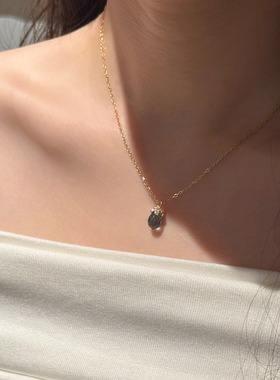 十里间【925银｜是大海】简约气质蓝色水滴款s925银项链锁骨链