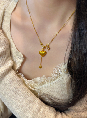 十里间胖胖金桃心项链