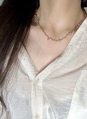 十里间亮晶晶白贝母叠戴项链