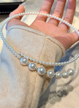 十里间【S925银｜有被漂亮到】法式浪漫双层珍珠项链项圈锁骨链