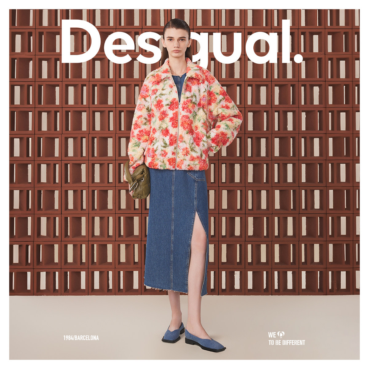 Desigual【博主同款】仿羊羔绒保暖花卉宽松女士外套