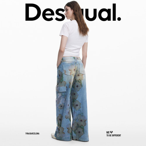 Desigual【Collina Strada联名】花朵渐变宽松牛仔裤女 - 图2