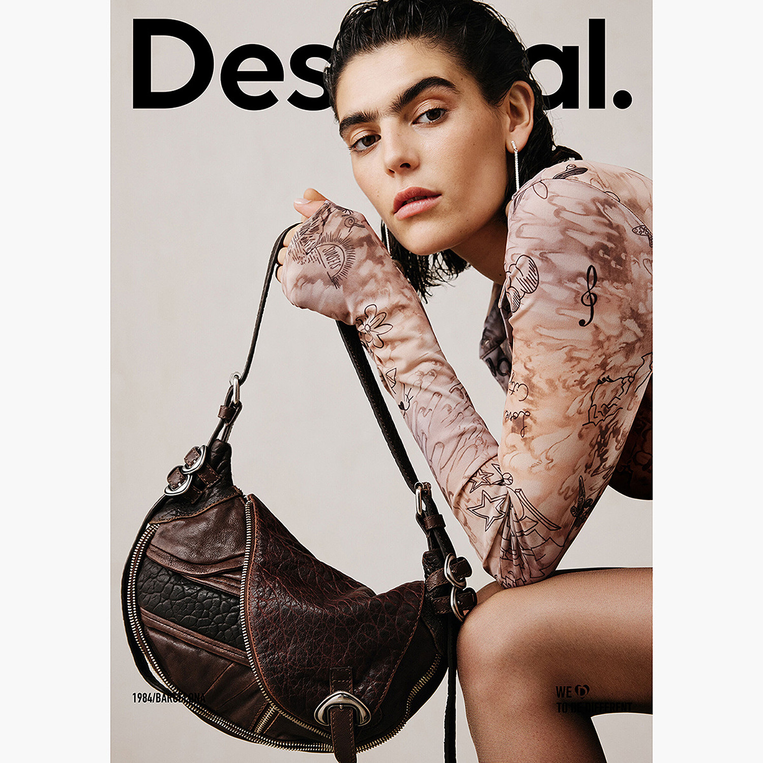 Desigual25秋冬新品Studio系列解构拼接翻盖真皮单肩斜挎包手提包,淘宝优惠券,粉丝福利购,淘宝优惠卷