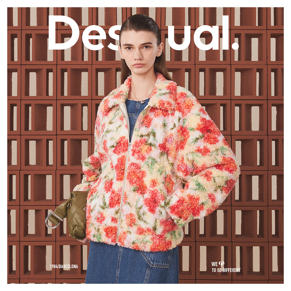 Desigual【博主同款】仿羊羔绒保暖花卉宽松女士外套