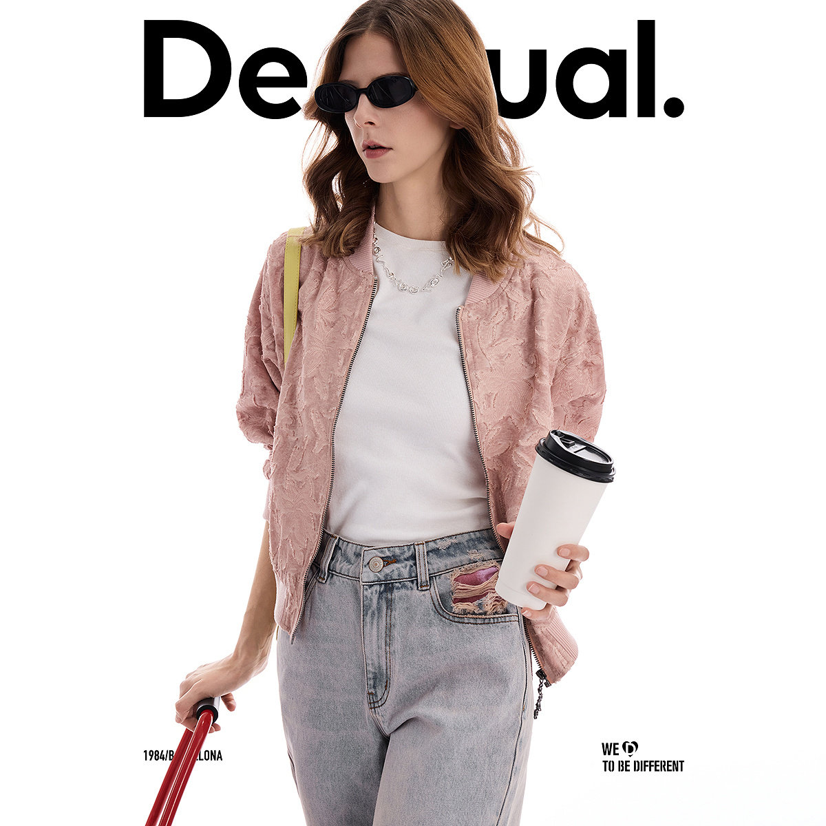 Desigual26春夏新品宽松提花棒球领长袖女式外套
