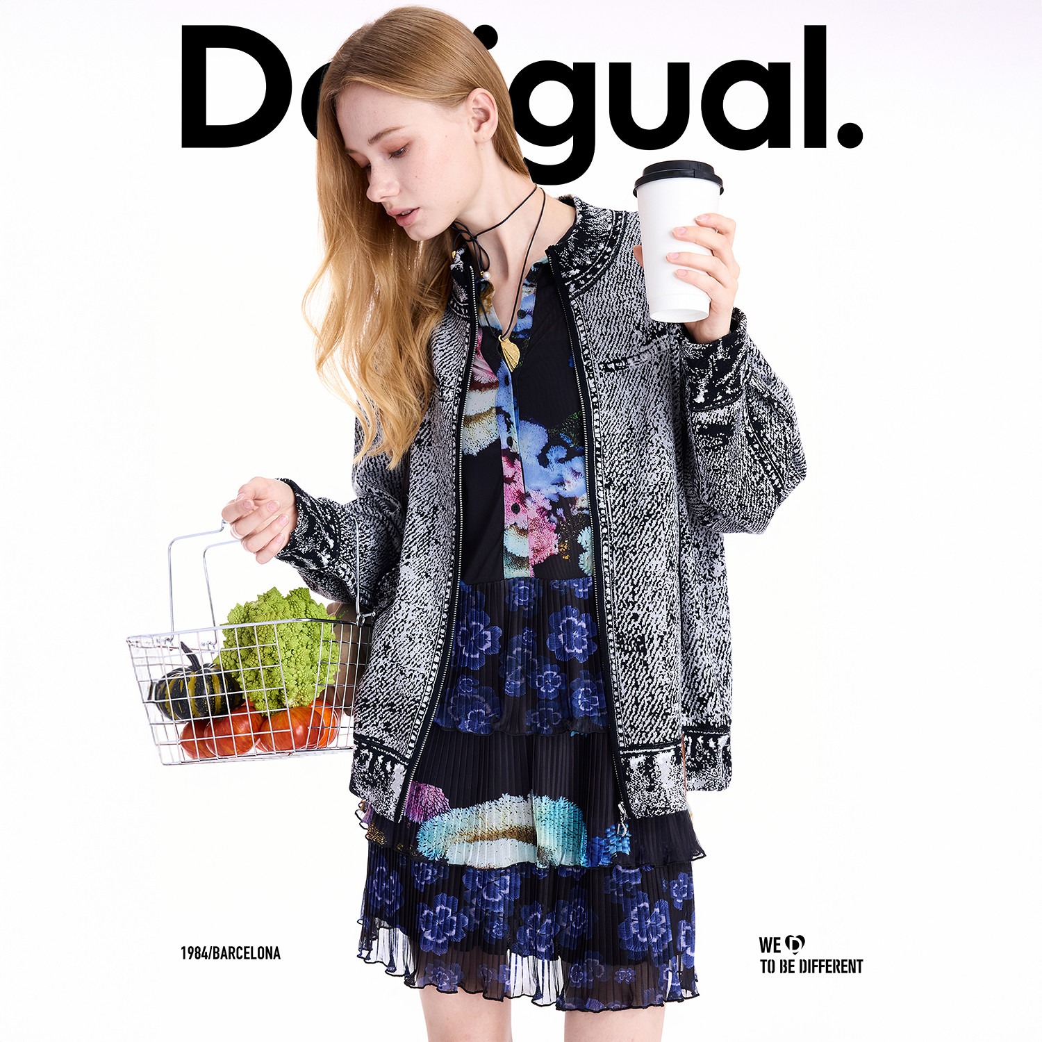 Desigual25秋冬新品仿牛仔提花针织开衫女士外套,淘宝优惠券,粉丝福利购,淘宝优惠卷