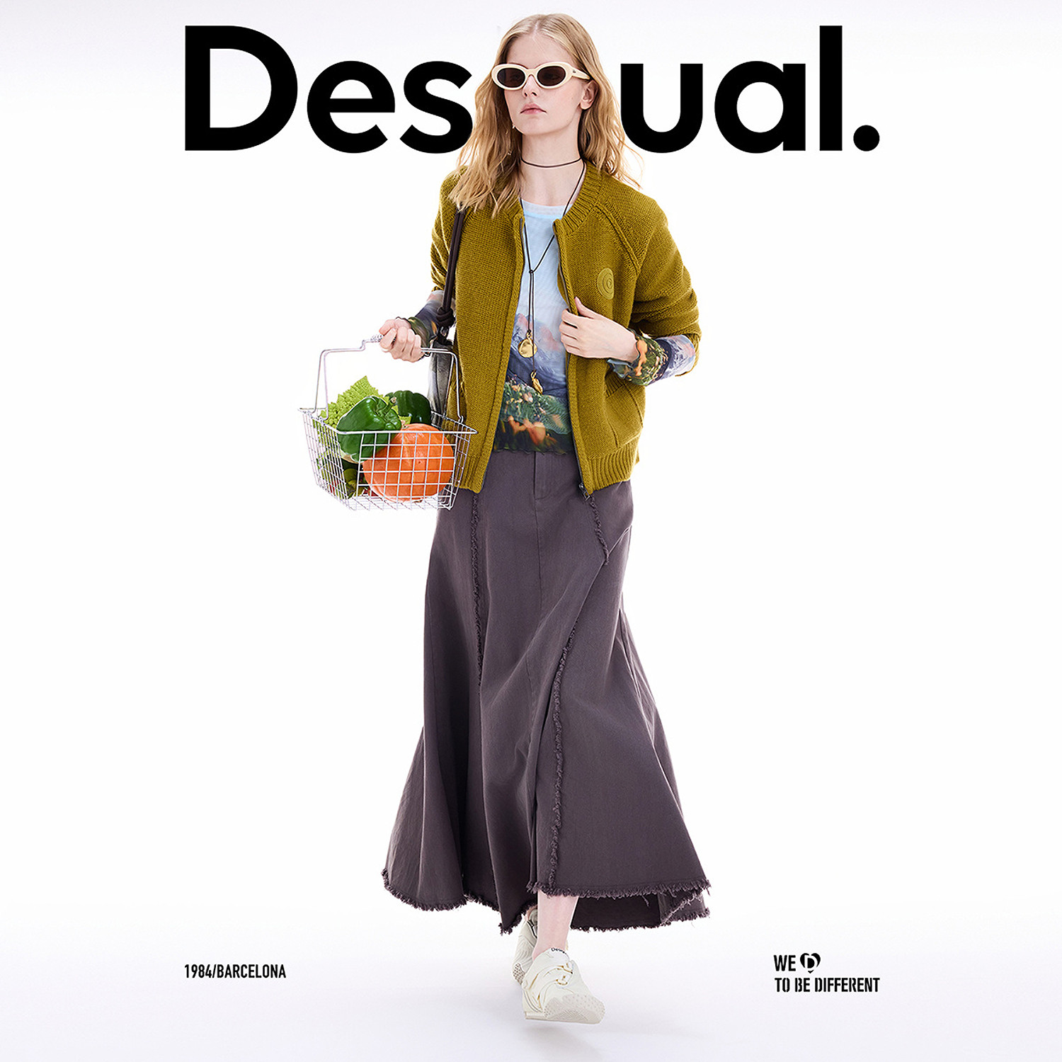 Desigual秋冬新品羊毛混纺宽松圆标拉链针织开衫女士外套