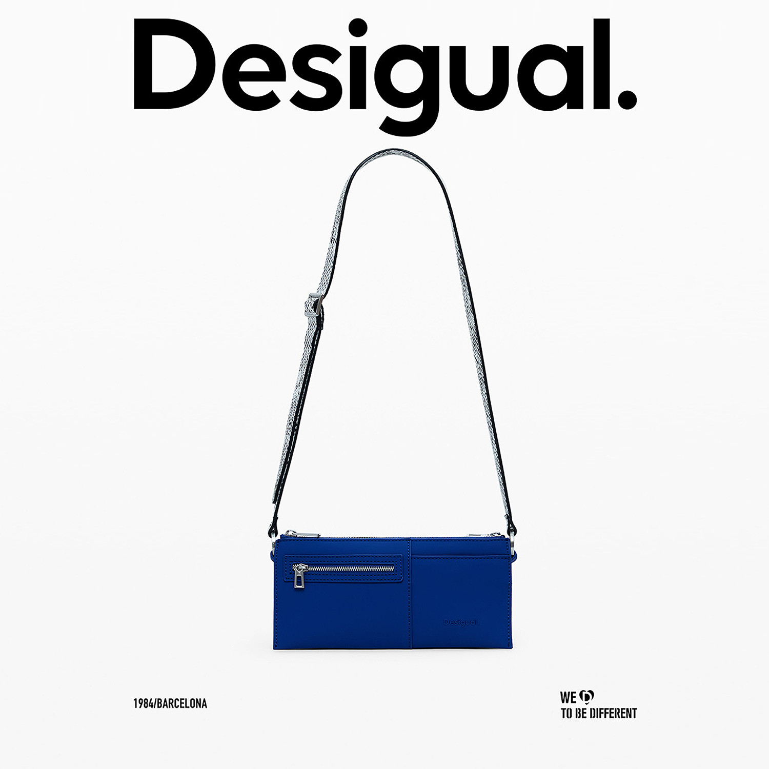 Desigual25秋冬新品蓝色皮革二合一蛇纹单肩手提包,淘宝优惠券,粉丝福利购,淘宝优惠卷