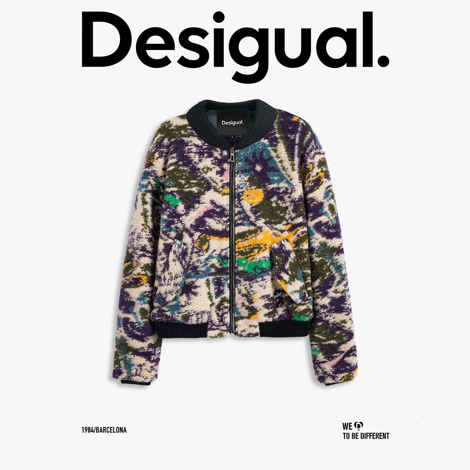 Desigual25秋冬新品提花针织拼接开衫女士外套