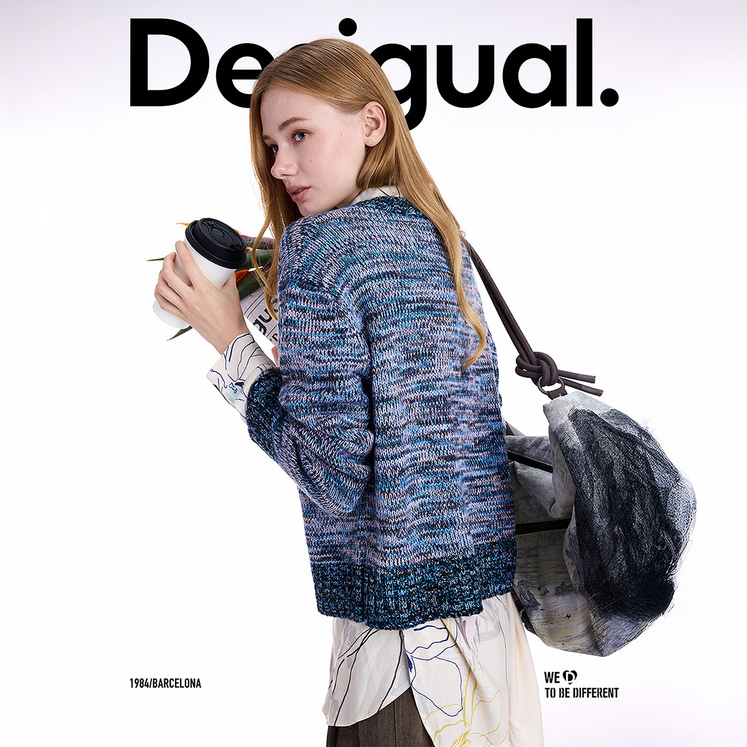 【保暖羊毛混纺】Desigual25秋冬新品宽松混纱盘带绣logo女针织衫,淘宝优惠券,粉丝福利购,淘宝优惠卷