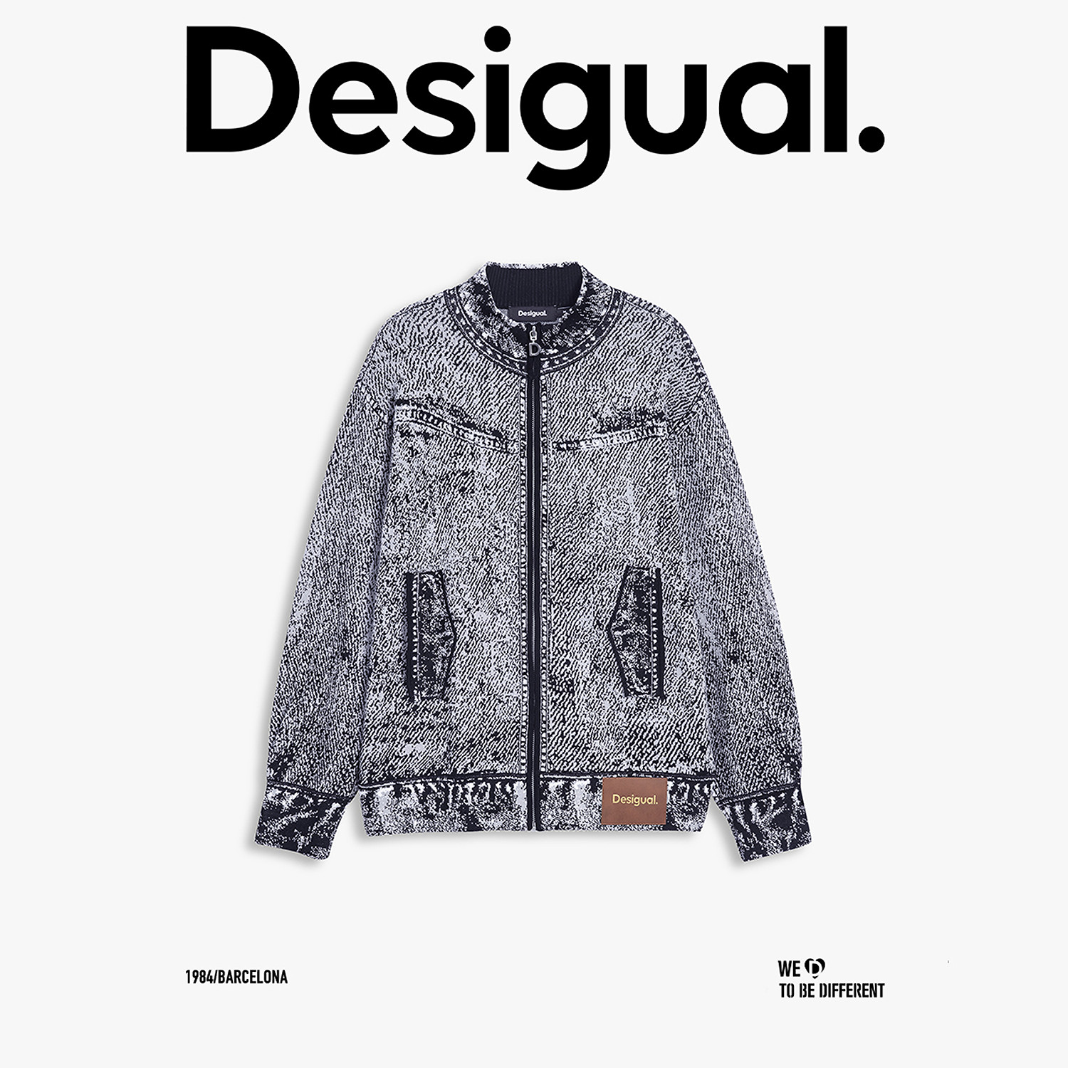Desigual25秋冬新品仿牛仔提花针织开衫女士外套,淘宝优惠券,粉丝福利购,淘宝优惠卷