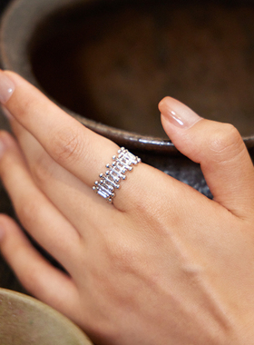 说话公园925银编制戒指小鼓棒