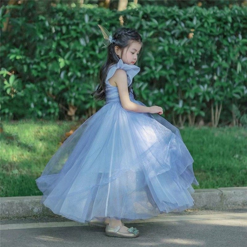 2025女童公主裙夏六一爱沙儿童高端表演生日网纱礼服裙女宝连衣裙