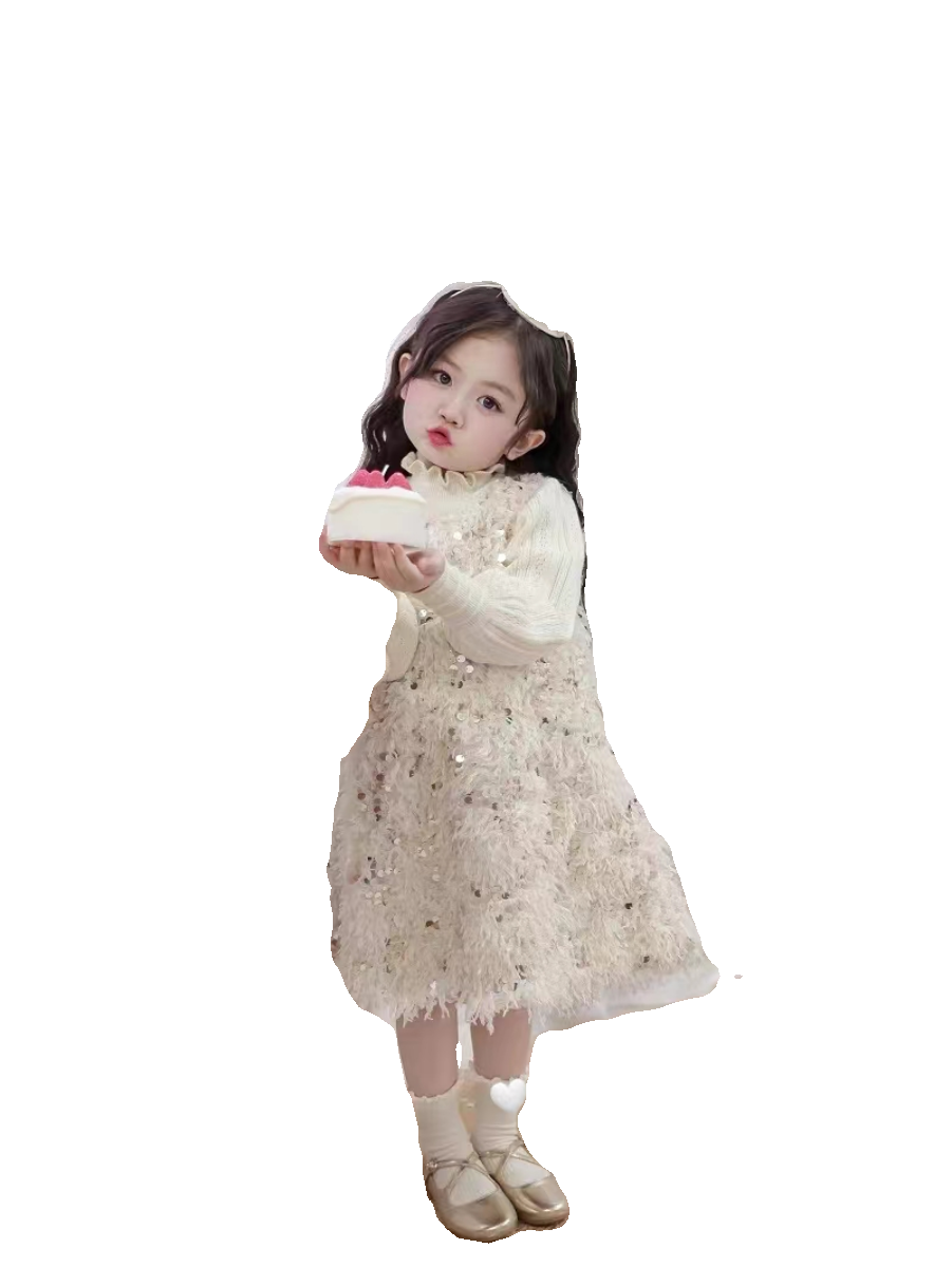 2025女童冬季羽毛亮片公主高级生日礼服流苏加厚背心裙气质公主裙,淘宝优惠券,粉丝福利购,淘宝优惠卷