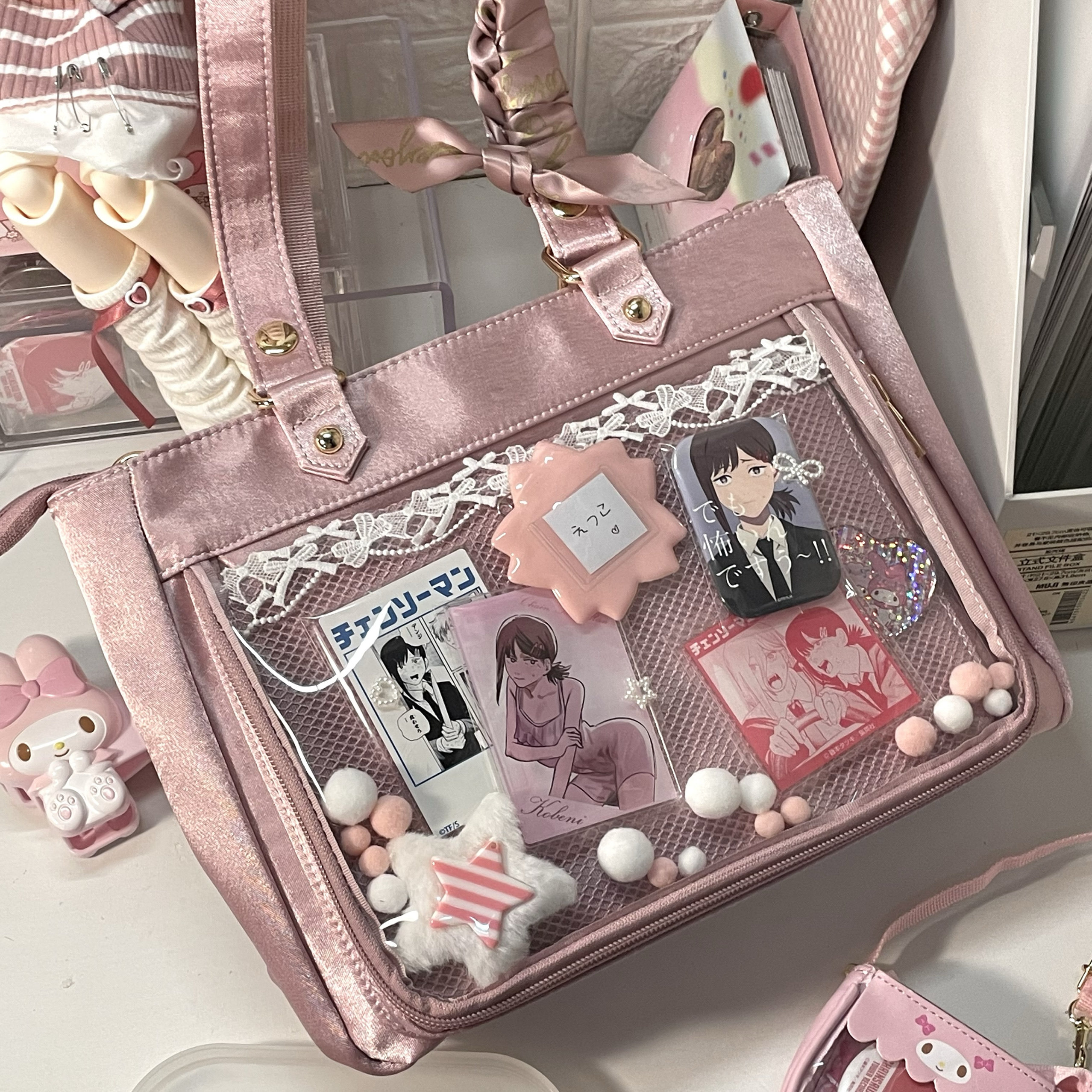 Baachoo原创 中号可爱丝带通勤缎面托特痛包中小食量单肩斜挎背包,淘宝优惠券,粉丝福利购,淘宝优惠卷