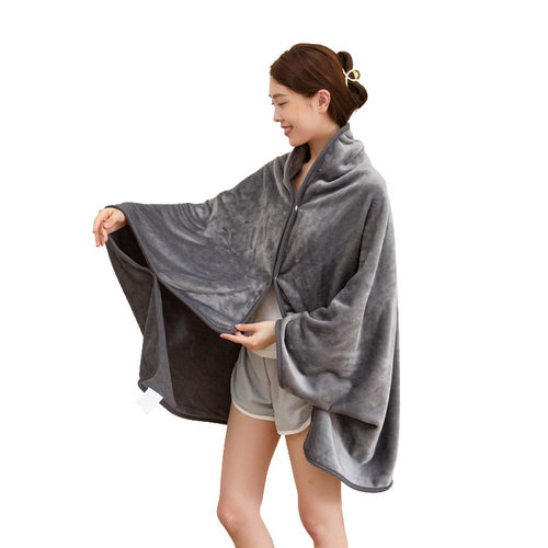 单人午睡沙发毛毯珊瑚绒懒人披肩空调毯子办公室学生盖毯披风斗篷 - 图0