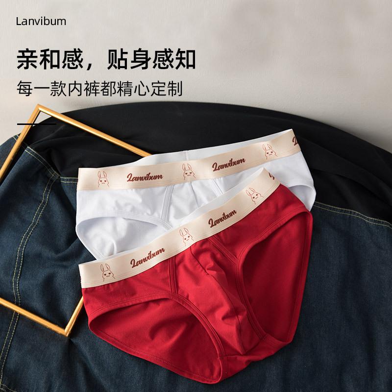 Underwear Blue Mid Waist Cotton Graphene Antibacterial Trian - 图1