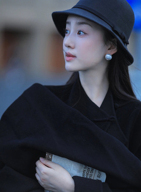 法式黑色复古小礼帽子女秋冬