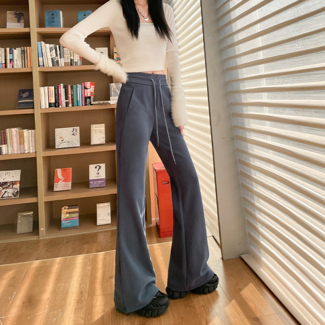 High waisted American style trousers plus fleece flared pants