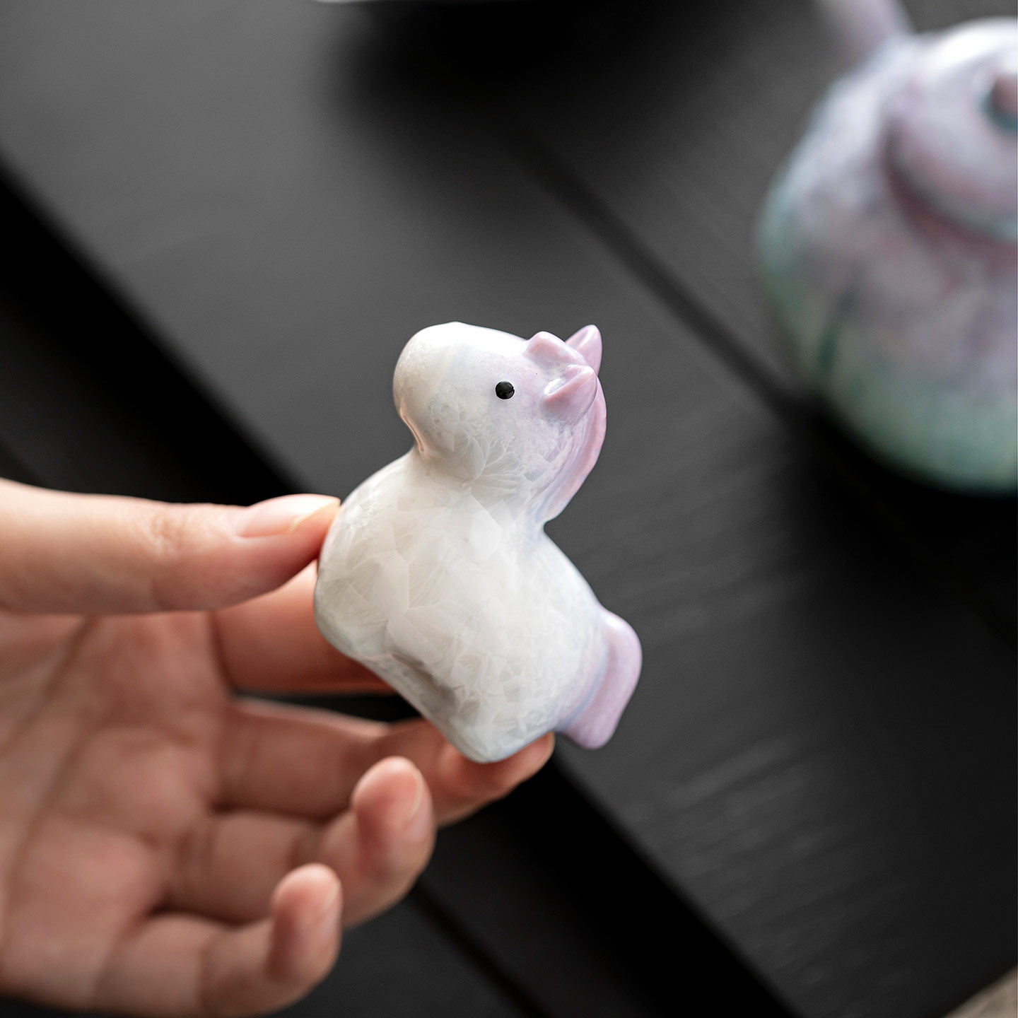 蕴华堂结晶釉小马桌面摆件陶瓷茶宠渐变紫可爱马年萌物工艺品茶玩,淘宝优惠券,粉丝福利购,淘宝优惠卷