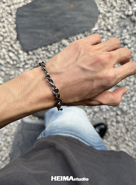 自制做旧哑光扭曲手链男