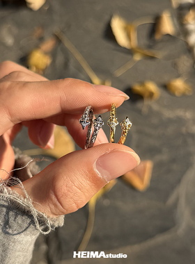 原创永生花系列立体浮雕尾戒男女纯银小拇指戒子小指高级感戒指