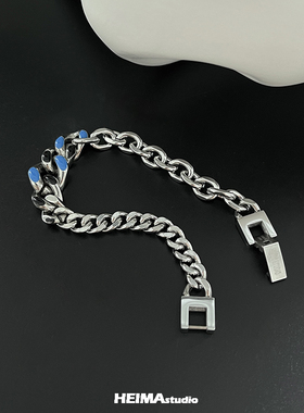 原创设计钛钢拼接手链男