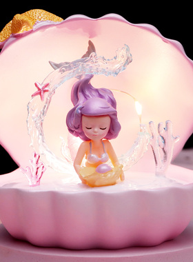 海洋美人鱼树脂桌面装饰小夜灯
