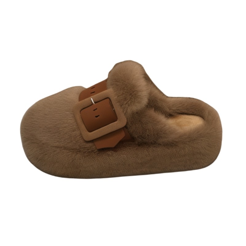 品牌真皮包头毛毛鞋女冬季外穿加绒保暖棉拖鞋皮带扣一脚蹬雪地靴,淘宝优惠券,粉丝福利购,淘宝优惠卷