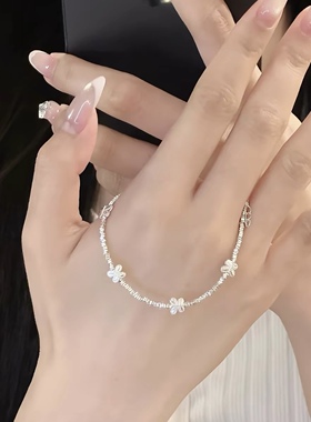 蝴蝶碎银子手链女纯银轻奢精致小众设计感日韩手饰生日礼物送女友