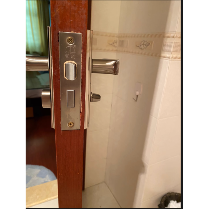 家用通用型卧室卫生间木门单舌锁换锁厕所室内免打孔2个螺丝锁体