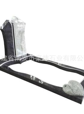 欧式德国墓碑石材 天然黑色花岗岩图片喷砂定制 陵园公墓专用墓碑