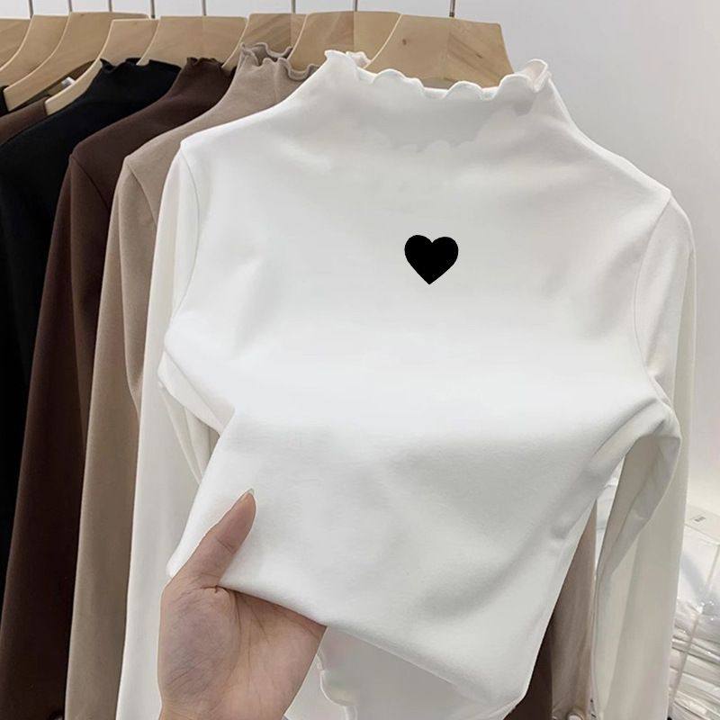 女童德绒t恤秋冬新款洋气中大童半高领木耳边长袖内搭上衣打底衫,淘宝优惠券,粉丝福利购,淘宝优惠卷