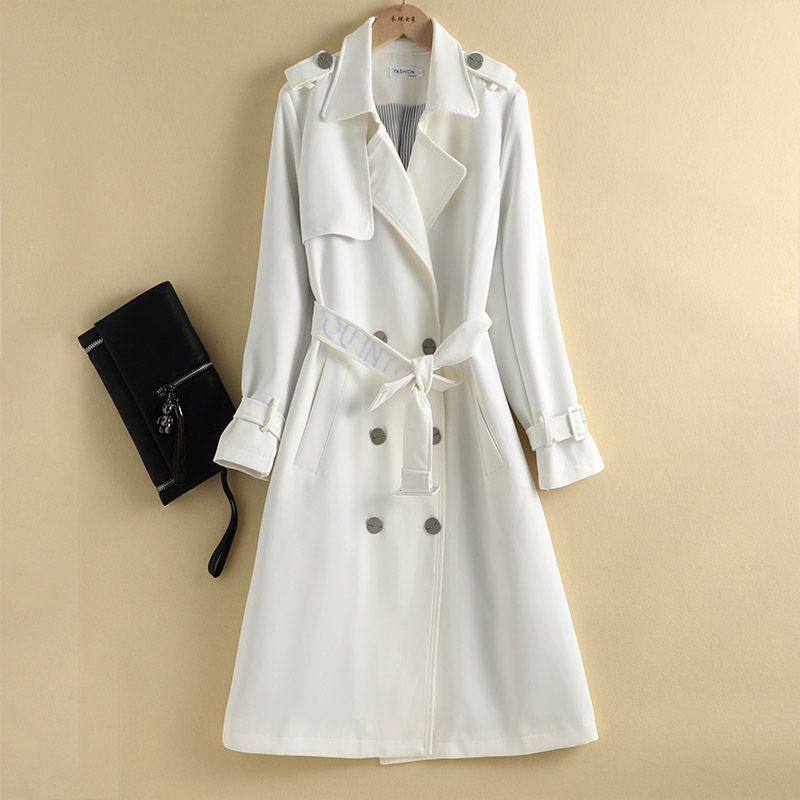 春秋新款女通勤韩版修身显瘦斜纹西装面料英伦风中长款风衣,淘宝优惠券,粉丝福利购,淘宝优惠卷