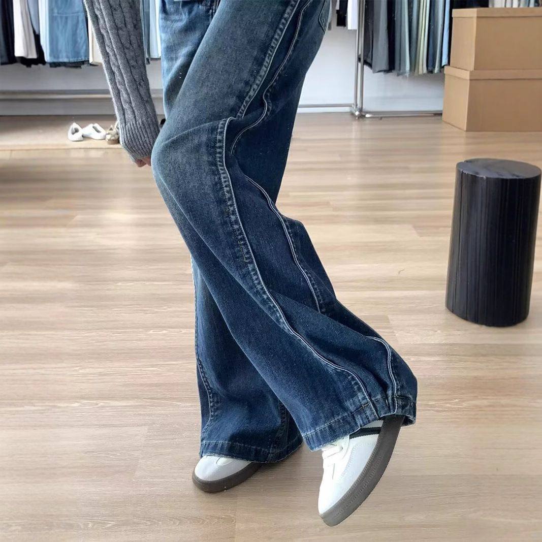 大码美式复古水洗阔腿牛仔裤女夏季2025新款直筒宽松显瘦拖地裤子,淘宝优惠券,粉丝福利购,淘宝优惠卷