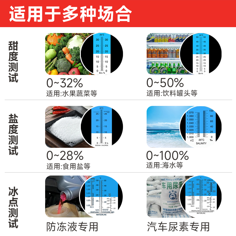 德力西高精度盐度计海水养殖鱼缸比重计食品卤水咸度测试仪盐度表