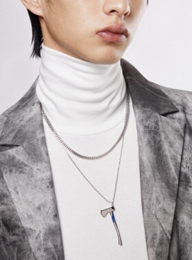 yuritan斧头双层原创设计风项链