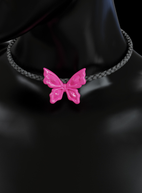 YURITAN多巴胺色真皮蝴蝶choker