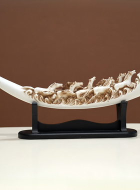 新中式客厅象牙摆件玄关博古架