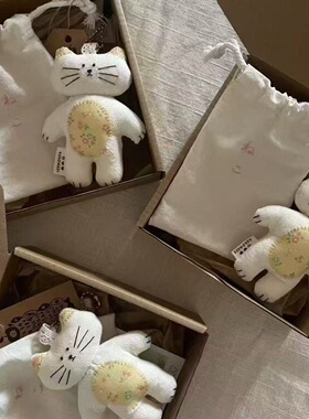 可爱猫咪帆布包挂件钥匙扣