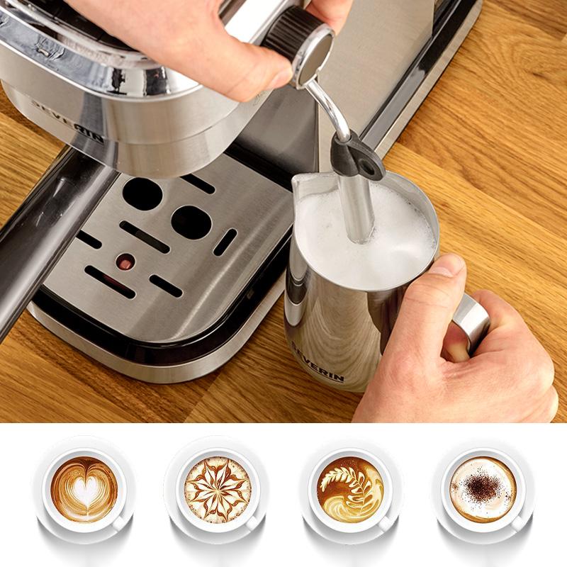 施威朗SEVERIN意式浓缩半自动咖啡机德国家用小型蒸汽奶泡一体机-图3