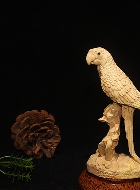 厂家直销新品黄杨木鹦鹉摆件 实木家居装饰工艺品摆件