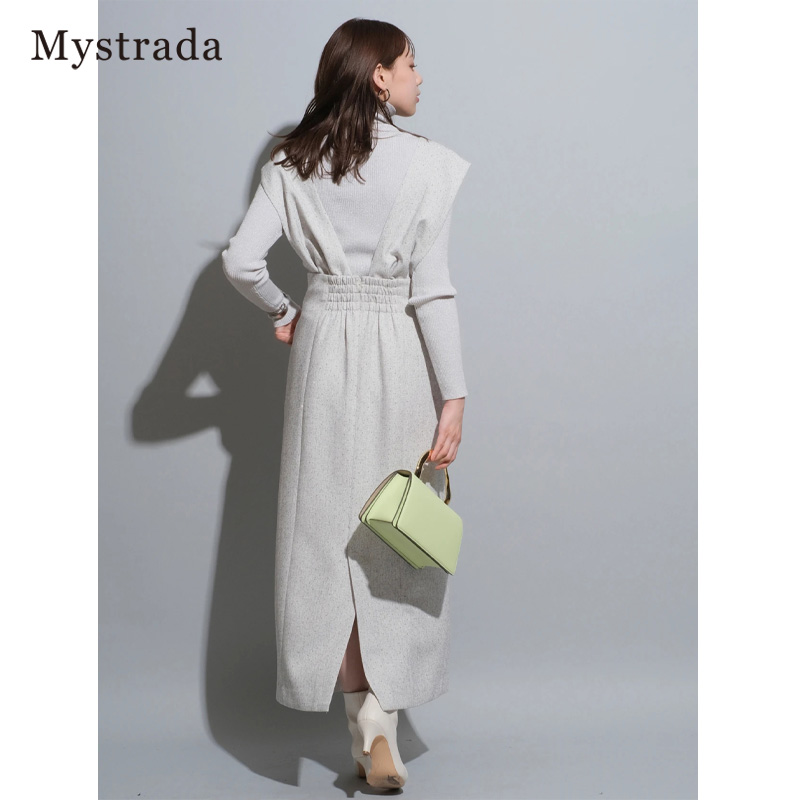 Mystrada2024早春新品高腰线宽背带式连衣裙34164890 - 图2